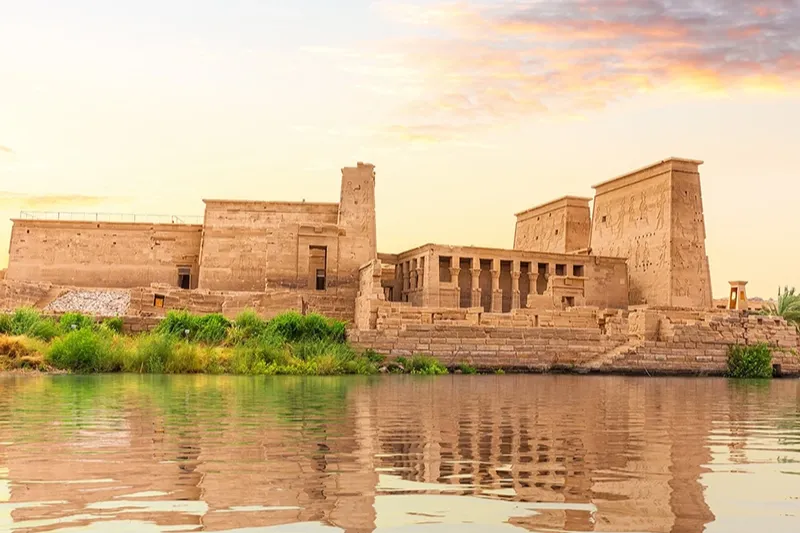 The Temple of Philae reflected in the Nile at Aswan