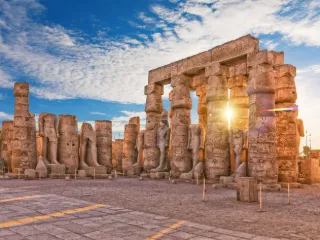 Colossal statues and papyrus columns at Luxor Temple