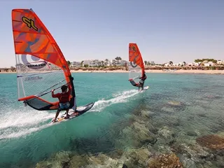 Windsurfers on the shallow Red Sea water at Safaga