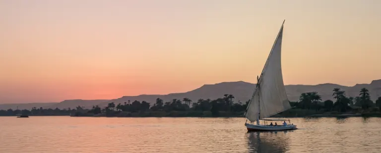 A felucca on the Nile at sunset