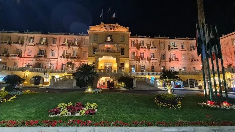 The Winter Palace hotel on the Nile corniche at Luxor