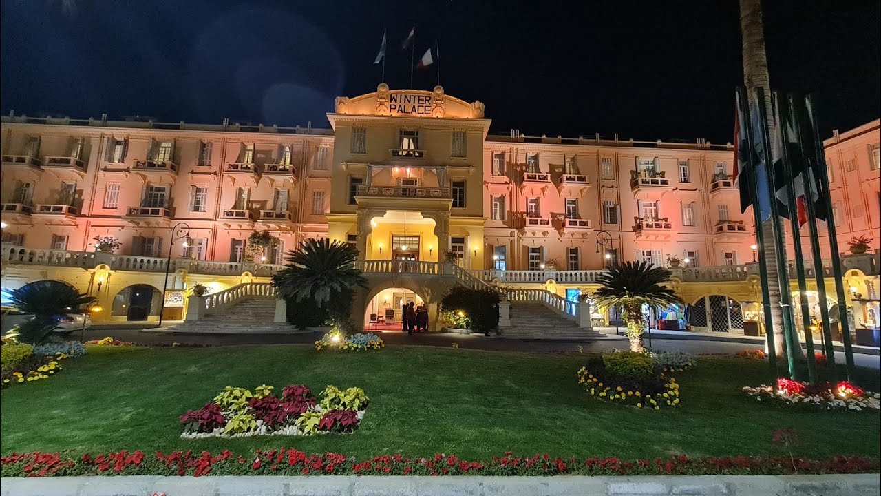 The Winter Palace in Luxor illuminated at night